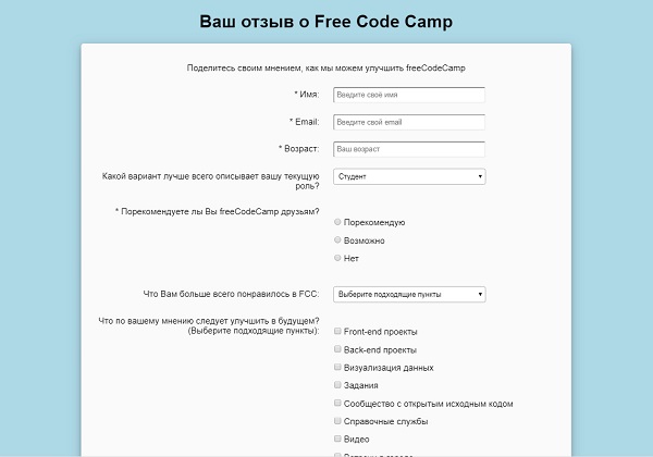 Опросная форма
